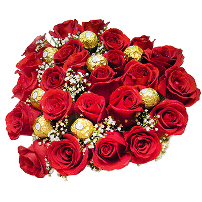 REGALO "BOUQUET DE 50 ROSAS Y FERRERO"